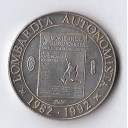 1992 - medaglia in Ag 20 Leghe  Emessa  nel 1992 dalla Lega Nord con immagine Alberto da Giussano